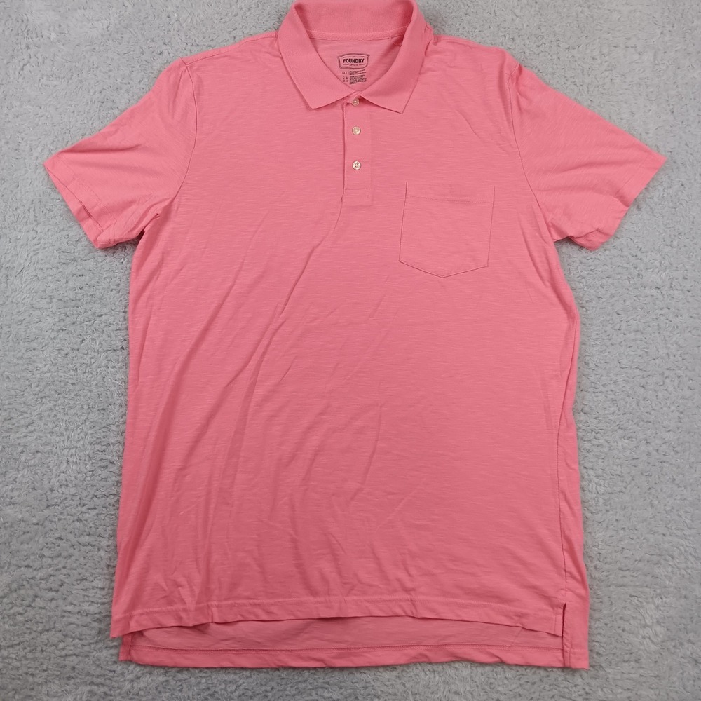 The Foundry Polo Shirt Womens XLT Pink Slub Cotton Blend Short Sleeve Pocket